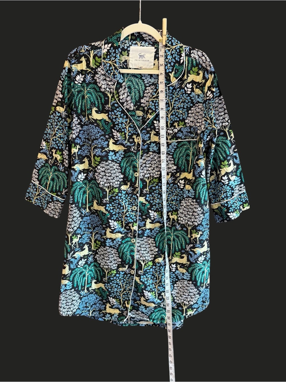 PRINTFRESH Sleep Shirt in Dashing Deer Organic Cotton Pajamas S - Picture 11 of 12